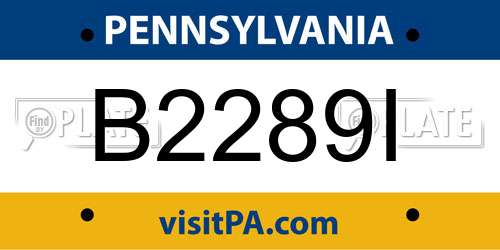 B2289I Pennsylvania License Plate