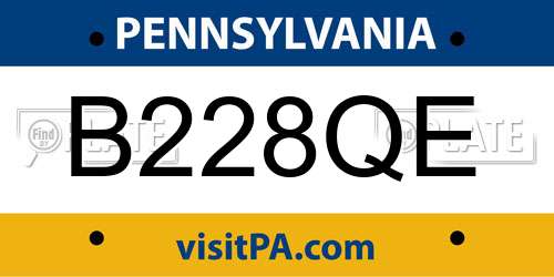 B228QE Pennsylvania License Plate