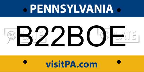 B22BOE Pennsylvania License Plate