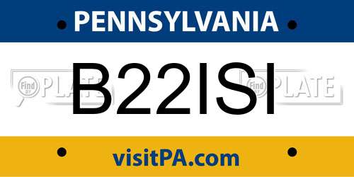 B22ISI Pennsylvania License Plate