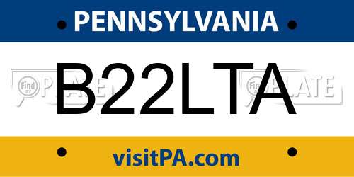 B22LTA Pennsylvania License Plate