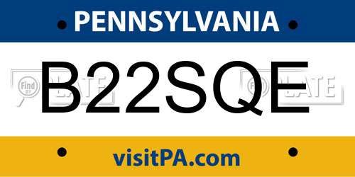B22SQE Pennsylvania License Plate