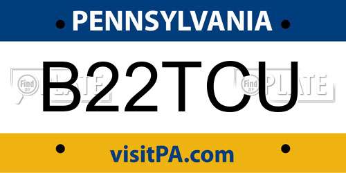 B22TCU Pennsylvania License Plate