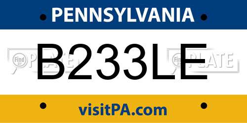 B233LE Pennsylvania License Plate