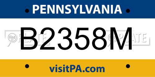 B2358M Pennsylvania License Plate