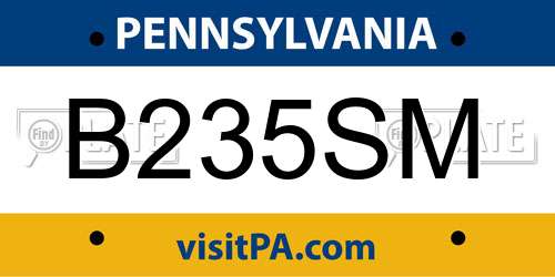 B235SM Pennsylvania License Plate