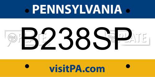 B238SP Pennsylvania License Plate