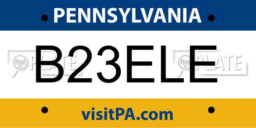 B23ELE Pennsylvania License Plate