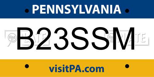 B23SSM Pennsylvania License Plate