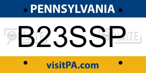 B23SSP Pennsylvania License Plate