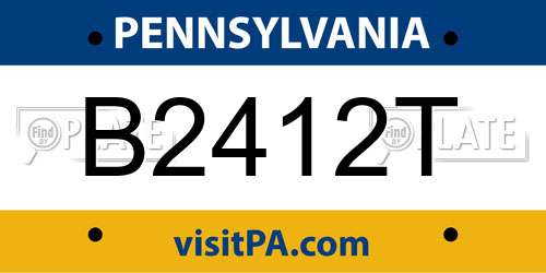 B2412T Pennsylvania License Plate
