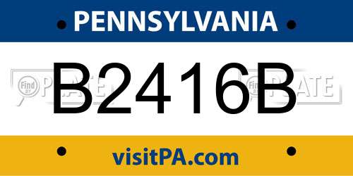 B2416B Pennsylvania License Plate