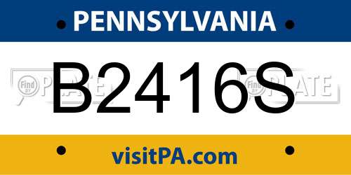 B2416S Pennsylvania License Plate