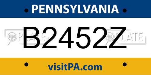 B2452Z Pennsylvania License Plate