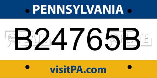 B24765B Pennsylvania License Plate