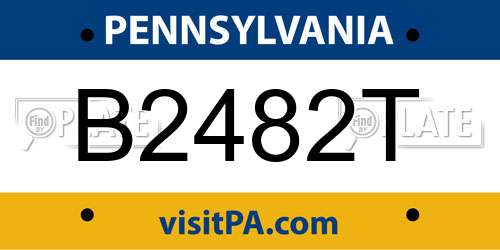 B2482T Pennsylvania License Plate