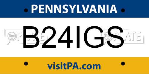 B24IGS Pennsylvania License Plate