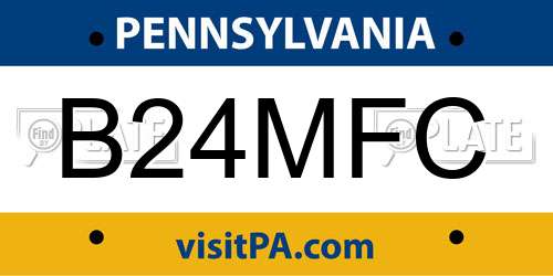 B24MFC Pennsylvania License Plate