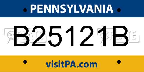 B25121B Pennsylvania License Plate