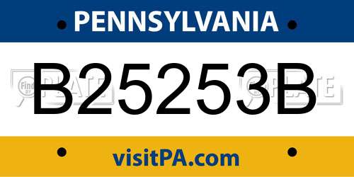 B25253B Pennsylvania License Plate