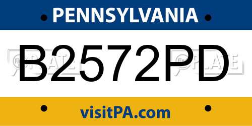 B2572PD Pennsylvania License Plate