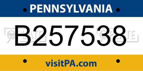 B257538 Pennsylvania License Plate