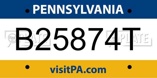 B25874T Pennsylvania License Plate