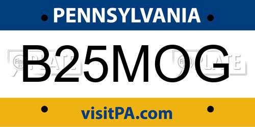 B25MOG Pennsylvania License Plate
