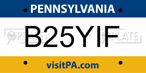 B25YIF Pennsylvania License Plate