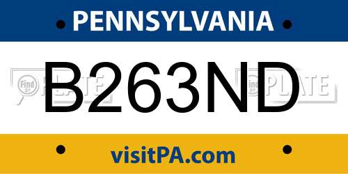 B263ND Pennsylvania License Plate