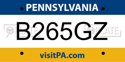 B265GZ Pennsylvania License Plate