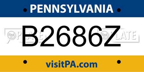 B2686Z Pennsylvania License Plate