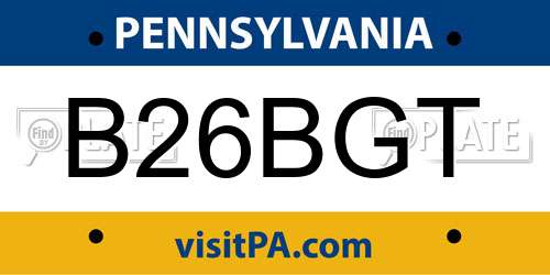 B26BGT Pennsylvania License Plate