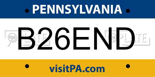 B26END Pennsylvania License Plate