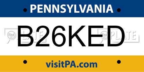 B26KED Pennsylvania License Plate