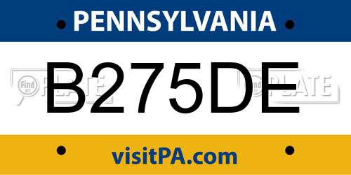 B275DE Pennsylvania License Plate
