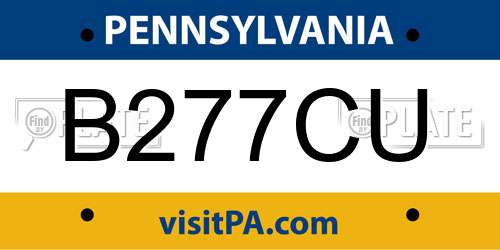 B277CU Pennsylvania License Plate