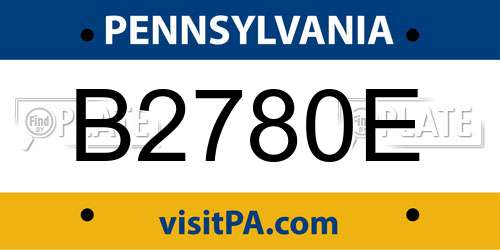B2780E Pennsylvania License Plate