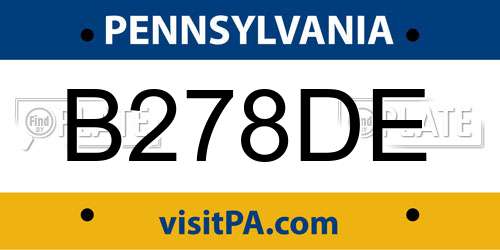 B278DE Pennsylvania License Plate