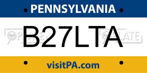 B27LTA Pennsylvania License Plate