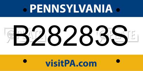 B28283S Pennsylvania License Plate
