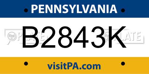 B2843K Pennsylvania License Plate