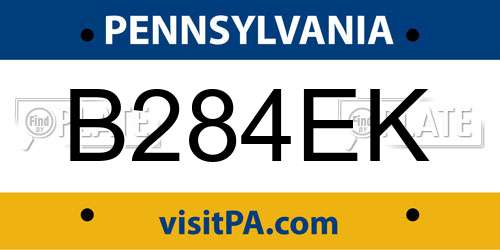 B284EK Pennsylvania License Plate