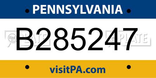 B285247 Pennsylvania License Plate