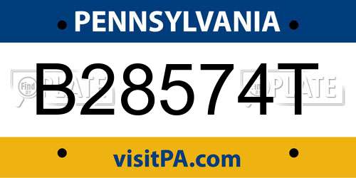 B28574T Pennsylvania License Plate