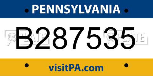 B287535 Pennsylvania License Plate