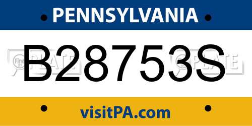 B28753S Pennsylvania License Plate