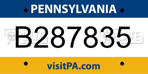B287835 Pennsylvania License Plate