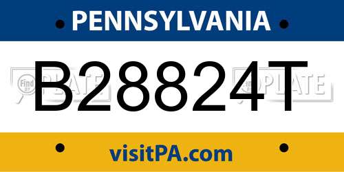 B28824T Pennsylvania License Plate