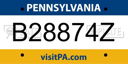 B28874Z Pennsylvania License Plate